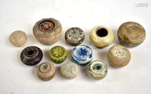 A group of circa 14th-15th century Sawankhalok (Thailand) circular boxes and vessels, some with
