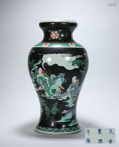 A Qing dynasty Colorful Porcelain  Story Vase