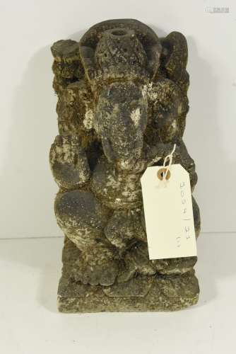 Divinité asiatique éléphant en pierre reconstituée (HT.32cm)