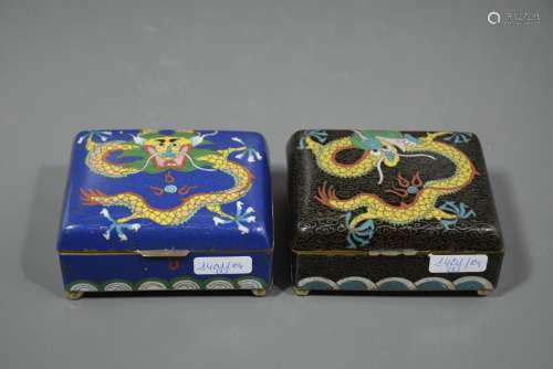 Paire de boites cloisonnées chinoises (5 x 10cm)