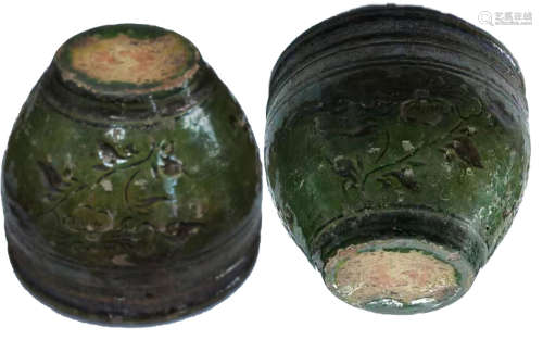 Green glaze longevity pot绿釉寿字罐