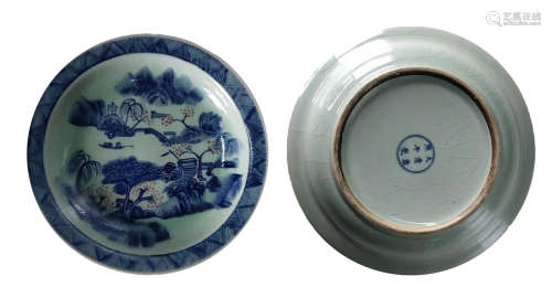 Kangxi blue glaze red reward plate康熙青花釉里红赏盘