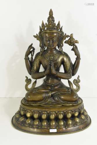 Divinité asiatique en bronze (Ht.43cm)