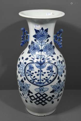 Vase chinois décor de fleurs (Ht 42cm)