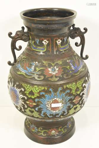 Vase asiatique en bronze cloisonné (H:38cm)