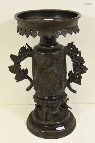 Pied de vase en bronze japonais (Ht 35cm)