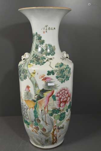 Vase chinois à décor d'oiseaux (H:58cm)