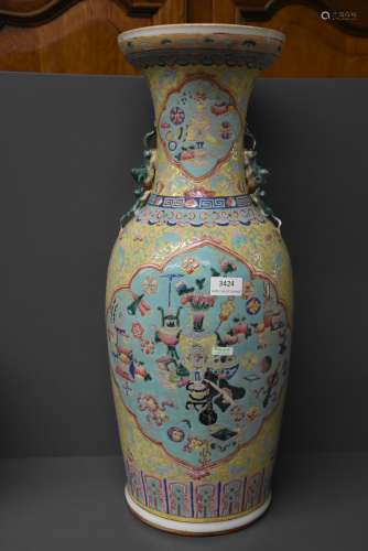 Vase porcelaine de Chine à double décor (Ht.61,5 cm)