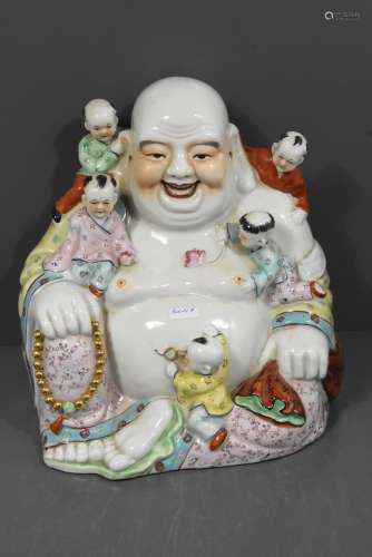 Bouddha en porcelaine (Ht 28cm)