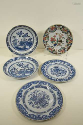 Paire de compotiers + paire d'assiettes + assiette en porcelaine de Chine 19ème (fêlure à un compotier)