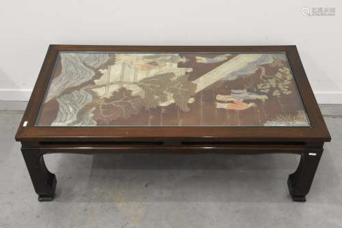 Table de salon asiatique (Ht 40 x 110 x 60cm)