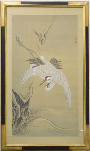 Peinture sur soie chinoise, 20ème (100 x 55cm)