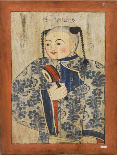 Peinture sur bois asiatique (75 x 48cm)
