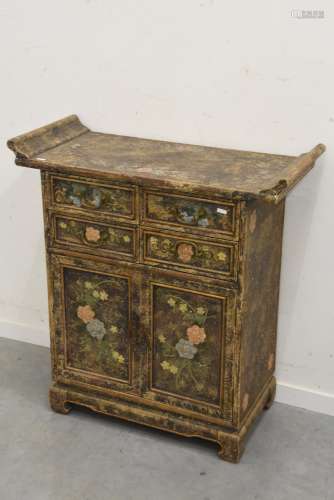 Petit meuble asiatique peint (HT.86 x 80 x 35cm)