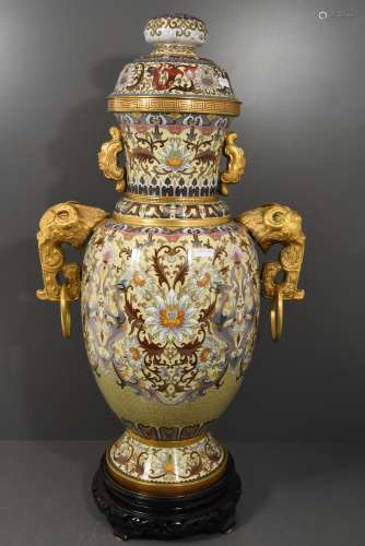Vase chinois en cloisonné (H:68cm)