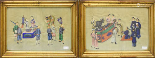 Paire de peintures chinoises (20 x 32cm)