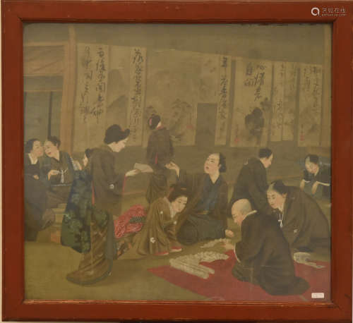 Peinture asiatique sur soie (55 x 65cm)