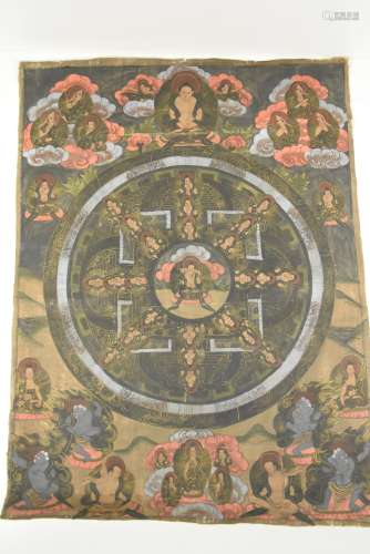 Mangala tibétain du 19ème (60 x 45cm)