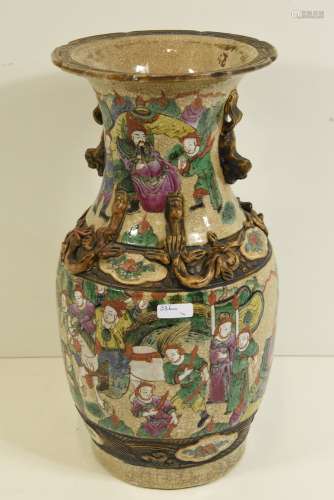 Vase en porcelaine de Nankin 19ème (Ht 34cm)