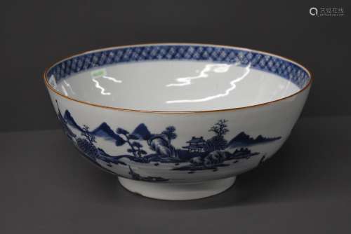 Grand bol en porcelaine de Chine 18ème (2 fêlures) Ht 13.5cm, Ø 30.5cm