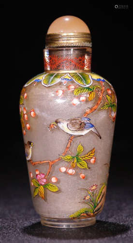 A GLASS SNUFF BOTTLE CARVED WITH LONGEVOUS PATTERN