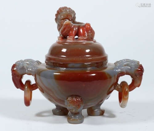 AN AGATE CENSER WITH BEAST EARS