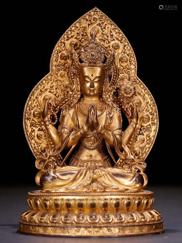 A GILT BRONZE BUDDHA STATUE