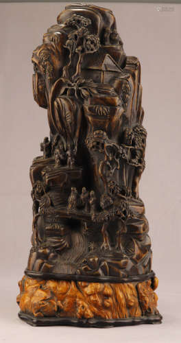 A CHENXIANG WOOD ORNAMENT CARVED WITH FIGURE STORY