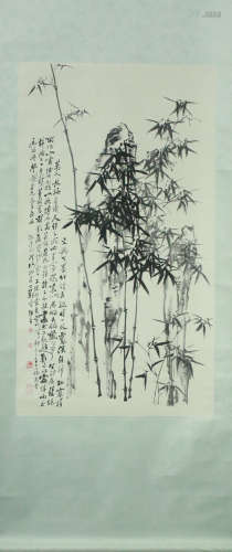 A BAMBOO VERTICAL AXIS PAINTING BY ZHENGBANQIAO