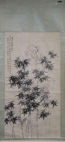 A BAMBOO VERTICAL AXIS PAINTING BY ZHENGBANQIAO