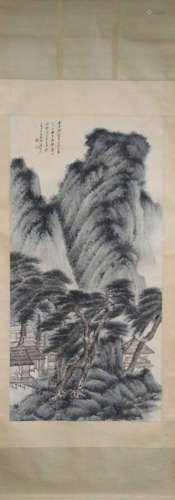 A LANDSCAPE VERTICAL AXIS PAINTING BY ZHANGDAQIAN