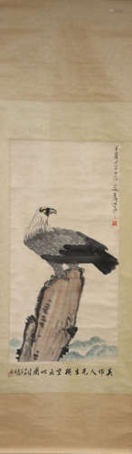 AN EAGLE PATTERN VERTICAL AXIS PAINTING BY WUZUOREN