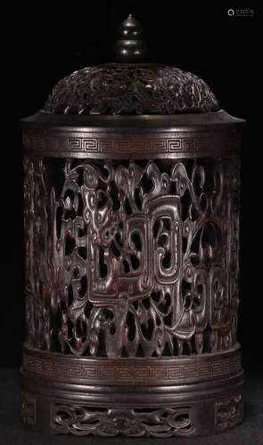 A XIAOYE ZITAN WOOD CARBED CENSER