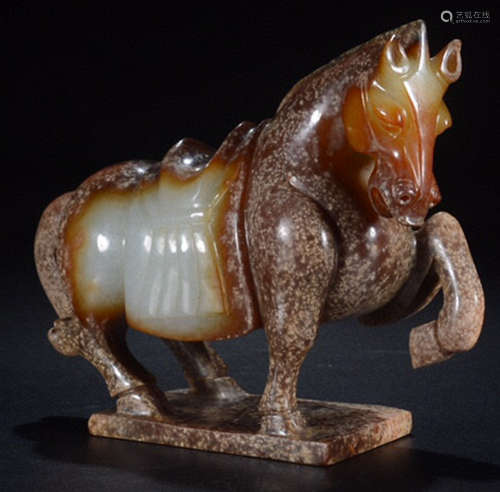 A HETIAN JADE CARVED HORSE SHAPED PENDANT