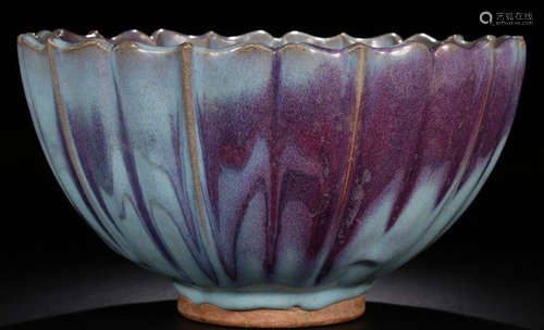 A JUN YAO KILN RED GLAZE FLOWER SHAPE BOWL