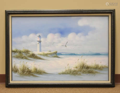 Oil Painting of Light Tower, With Frame,Signed
