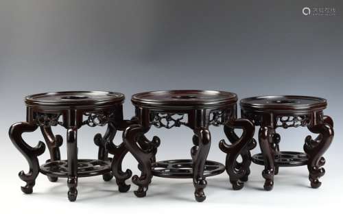 Three Chinese Rose Wood Stands