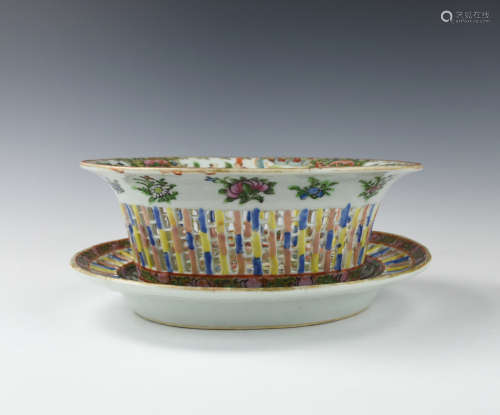 Chinese Canton Glazed Basin and Plate