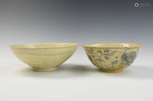 Chinese Blue & White Bowl and Celadon Glazed Bowl