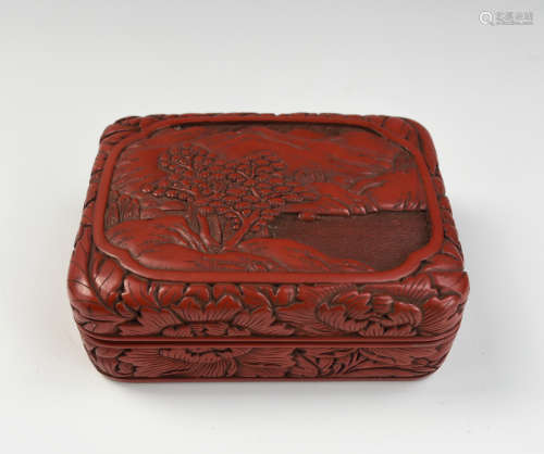 Chinese Carved Lacquer Box,19th C.