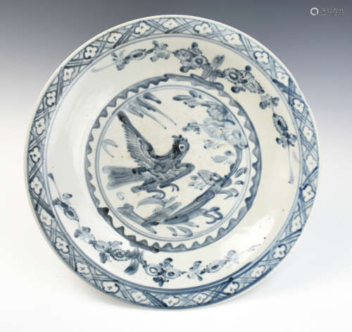 Large Chinese Blue & White Zhangzhou Ware Charger