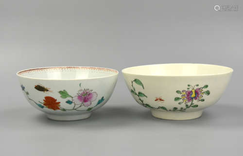 2 Chinese Famille Rose Bowl w/ Flowers,18th C.