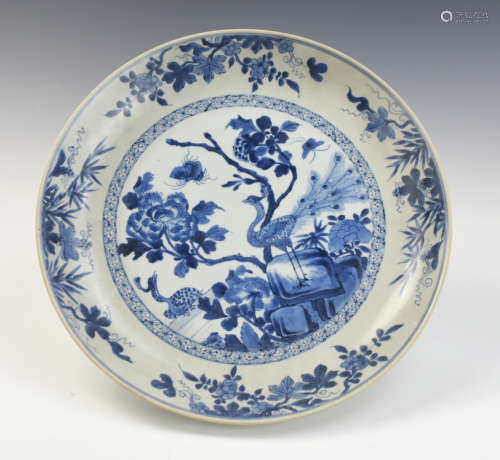 Large Chinese Blue & White Charger, Wanli Period
