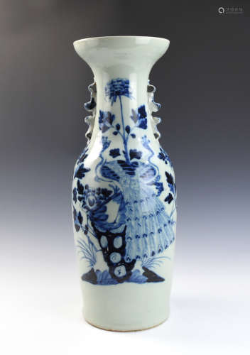 Large Chinese Celadon Blue& White Vase