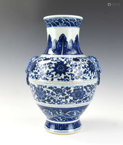 Chinese Blue & White Vase w/ Qianlong Mark