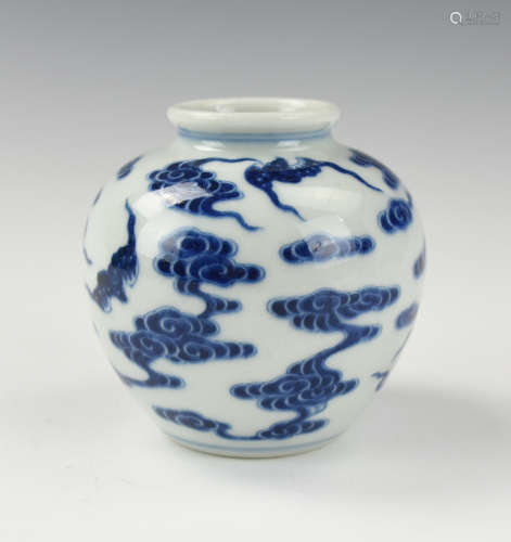 Small Chinese Blue & White Jar w/ Yongzheng Mark