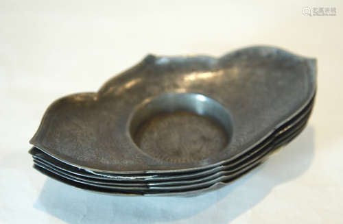 Lotus Leaf Shaped Metal Trays, Da Zheng Period