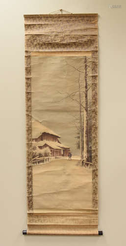 Japanese Painting of Winter Scene, 19th C.