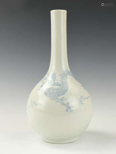 Chinese White Glazed Dragon Vase,18th C.