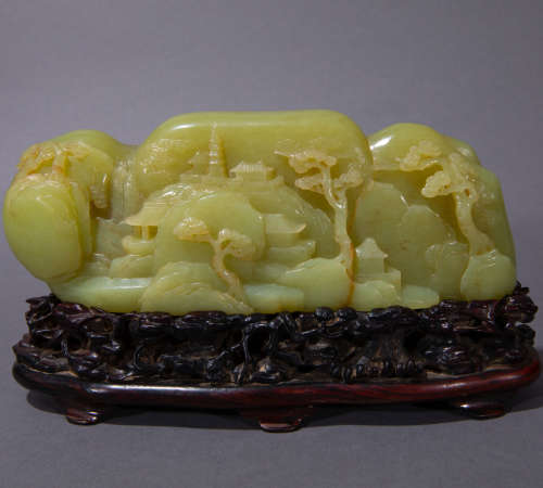 Ancient Chinese Hetian yellow jade Decoration中國古代和田黃玉擺件